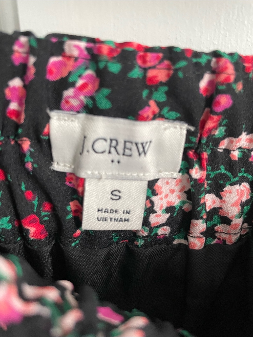 J. Crew Black Midi Skirt with Pink & Red Floral Spray - Picture 4 of 5